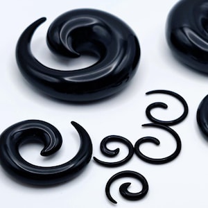 Pair Black Silicone Ear Spiral Tapers Plug Tunnels Gauge Hanging Stretcher Expander Earring Piercing Flesh Spacer Jewelry Lobe Twist Soft