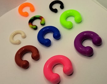 Silicone Pincher Crescent Horseshoe -2G 4G 00G 1/2" - Rasta Black White Red Orange Green Blue Pink Body Jewelry barbell piercing stud glans