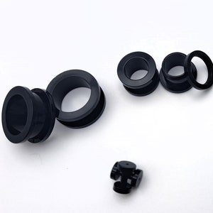 Pair Black acrylic flesh ear tunnel gauges spacers plugs lobe stretcher screw fit earring minimal 90s expander jewelry flare large small y2k