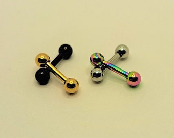 16G Tiny Short Barbell Earring - Silver Gold Black Rainbow Stud Ball Round 6mm Rook Cartilage Tragus Helix Piercing Snug Little Body Jewelry