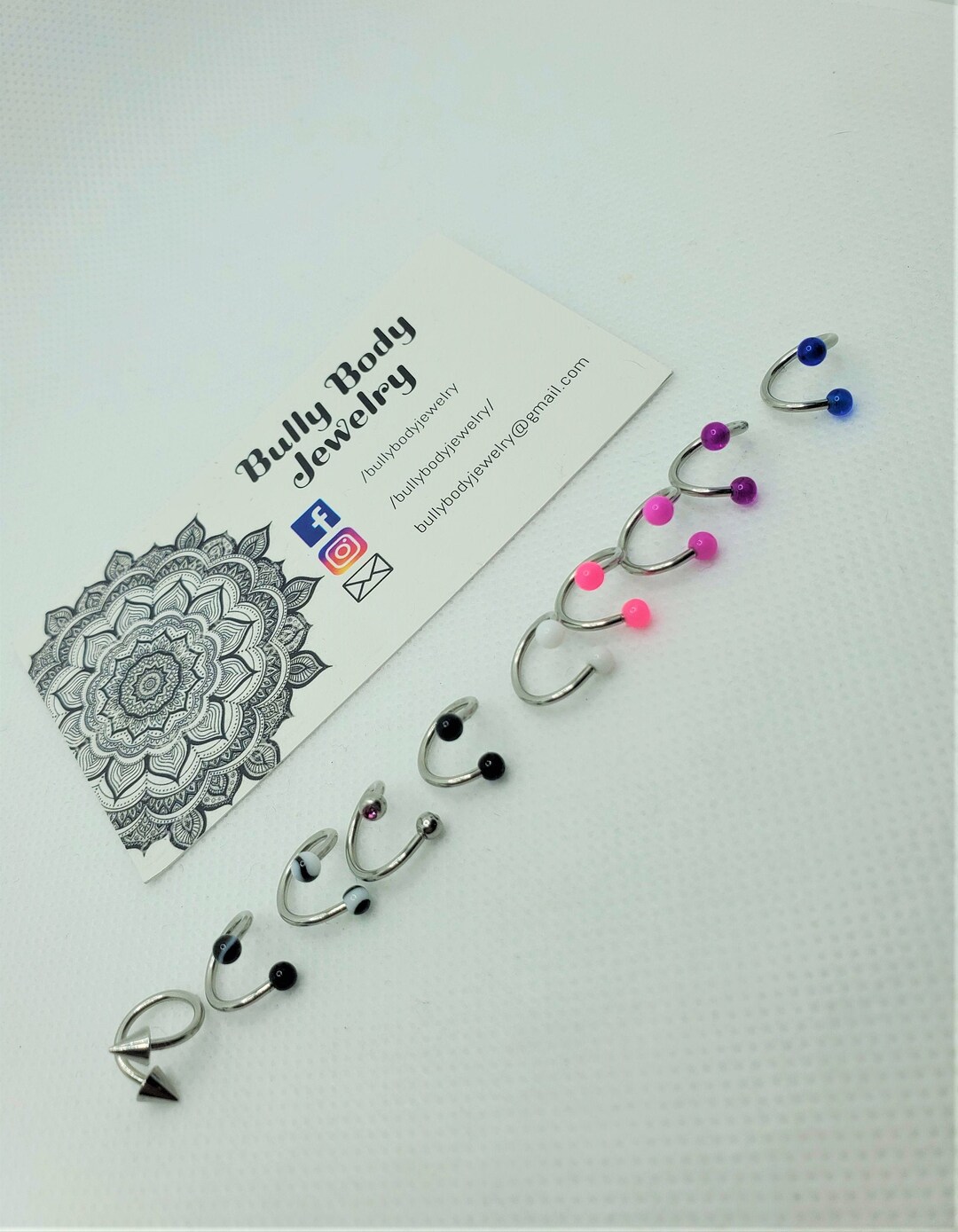 thumbnail image 2 of 16G 5/16 Steel Arrow Spiral Twister Earrings – Pair – Studs For Helix, Tragus, Daith, Lip 2 of 3