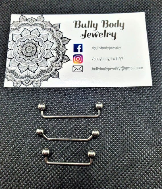 Staple Flat Surface Bar Piercing 14G Silver Surgical Steel Surface