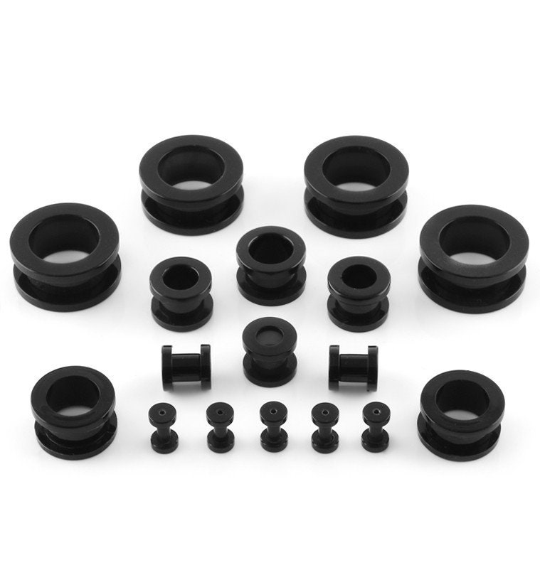 Pair of Black Acrylic Tunnels Gauges Spacers Screw Fit ear Etsy Canada