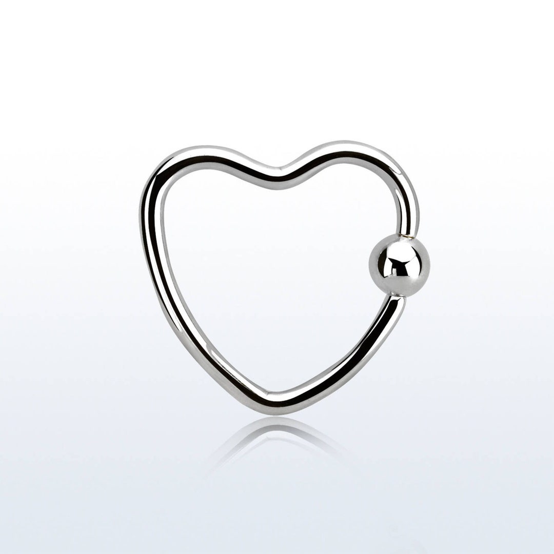 16G Heart Shaped Silver Earring Barbell Stud Steel CBR Hoop Tragus