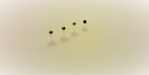 Acrylic Bio Flex Labret with Rose Gold PVD Plated Steel Ball Acrylic Bio Flex Labret with Rose Gold PVD Plated Steel Ball