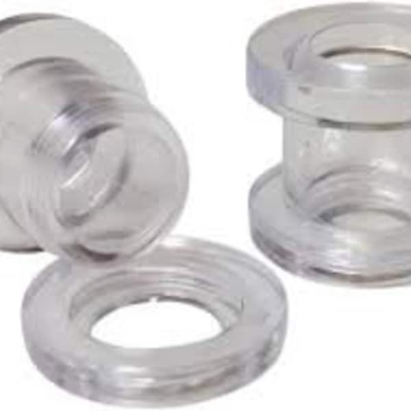 Pair Clear Tunnels -  Transparent Invisible Stretchers - Acrylic Screw Fit - Plugs Gauges Ear Spacers Piercing - Discreet Work Body Jewelry