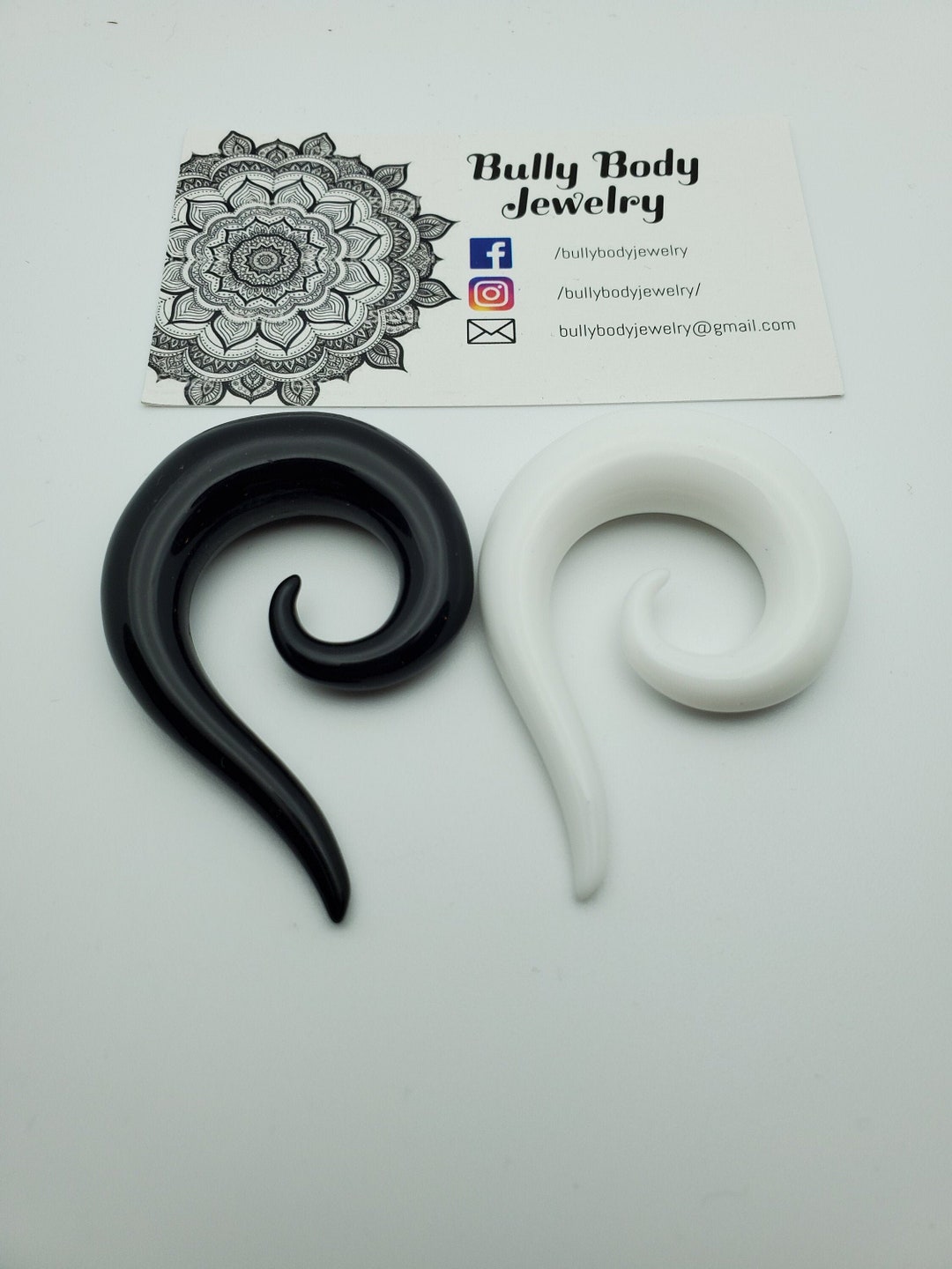 White Solid Acrylic Ear Gauge Spiral Hanging Taper - 1 Pair - Rebel Bod