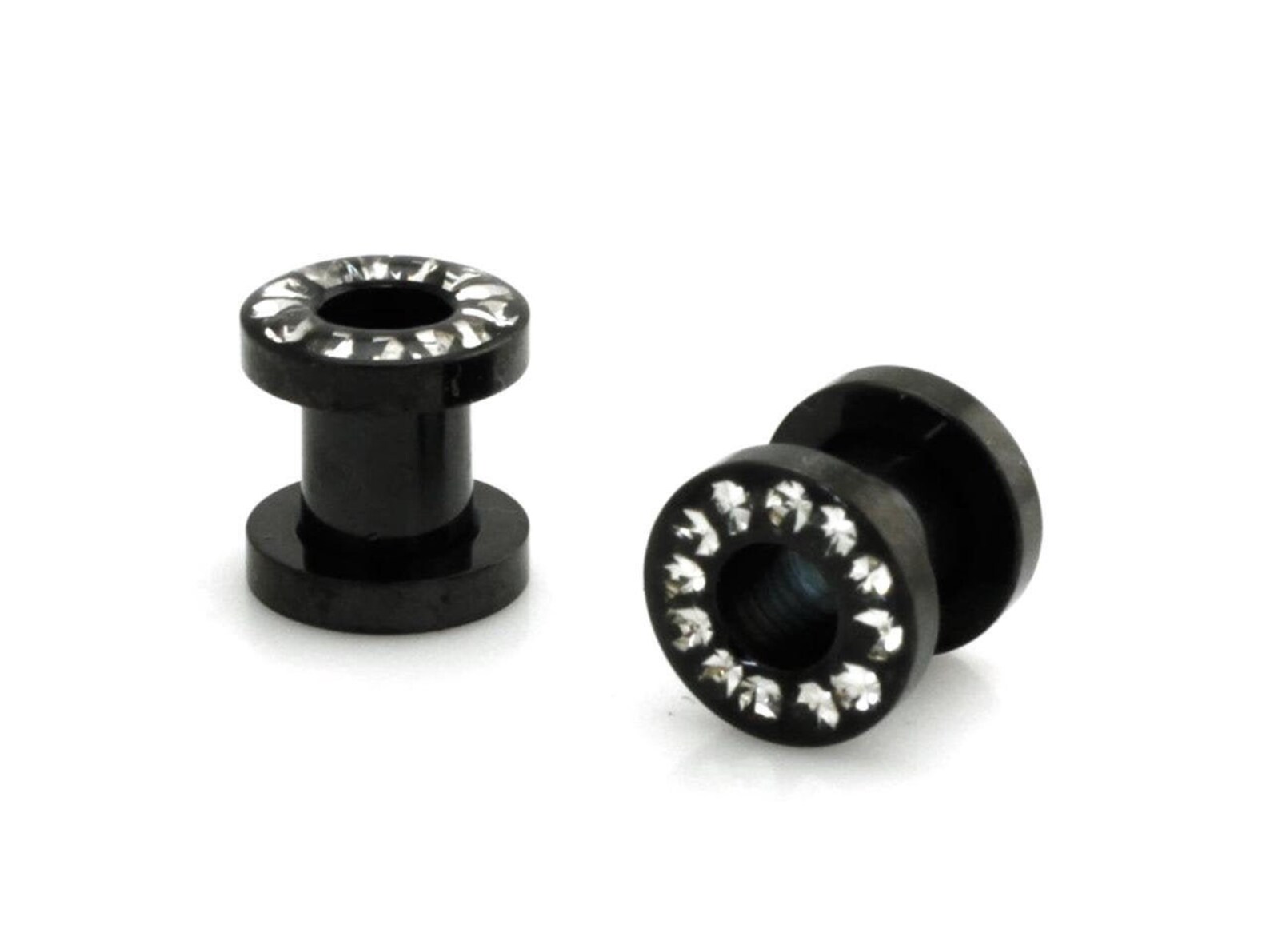 Black Diamond Hollow Tunnel Stainless Steel Tunnels Plugs Etsy