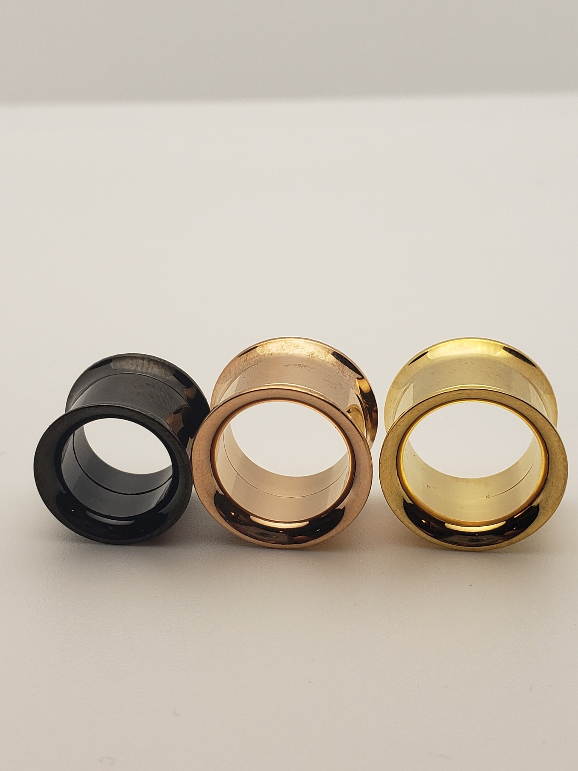Rose Gold Stainless Steel Screw Flesh Tunnel Ear Gauges | Stretcher Plugs, Piercing Jewelry