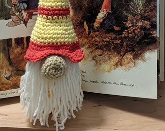 Crocheted Gnome Plushie Companion, Yellow & Red, 14 inches