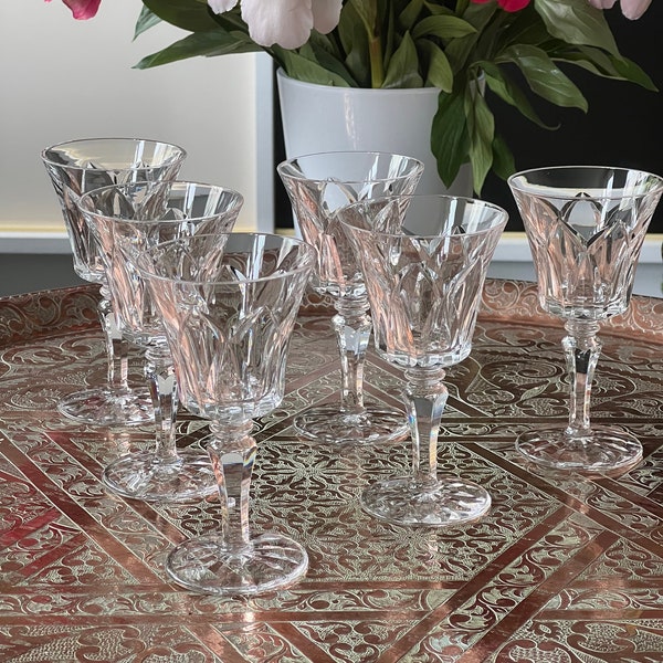 Lot de 6 verres à vin blanc/rouge Cristal Saint-Louis signés modèle Camargue très bon état