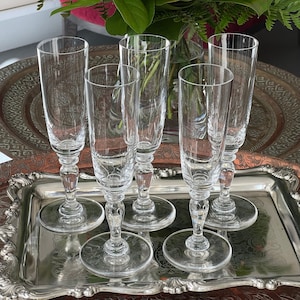 Lot de 5 flûtes à champagne Cristal Saint-Louis signées très bon état