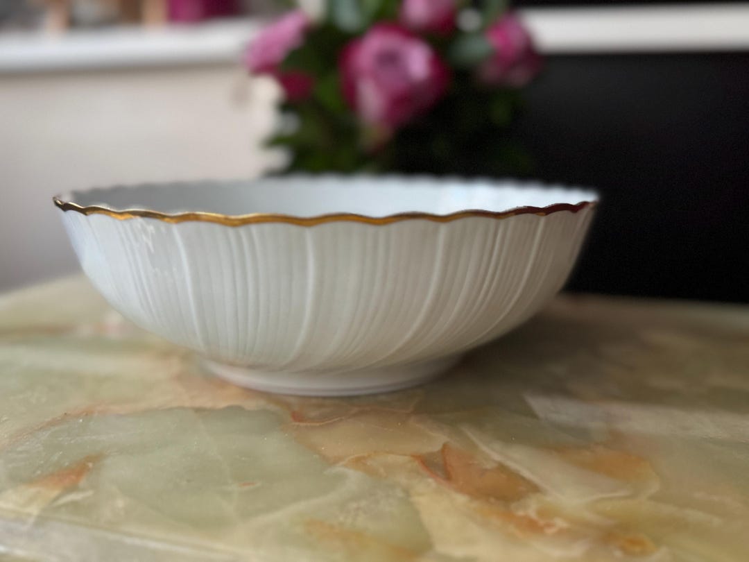 Saladier Ancien En Porcelaine De Limoges Blanc - Diamètre 23 Cm