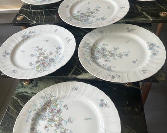 Set of 6 flat plates 24.5cm Limoges porcelain Bernardaud mod. Gabrielle