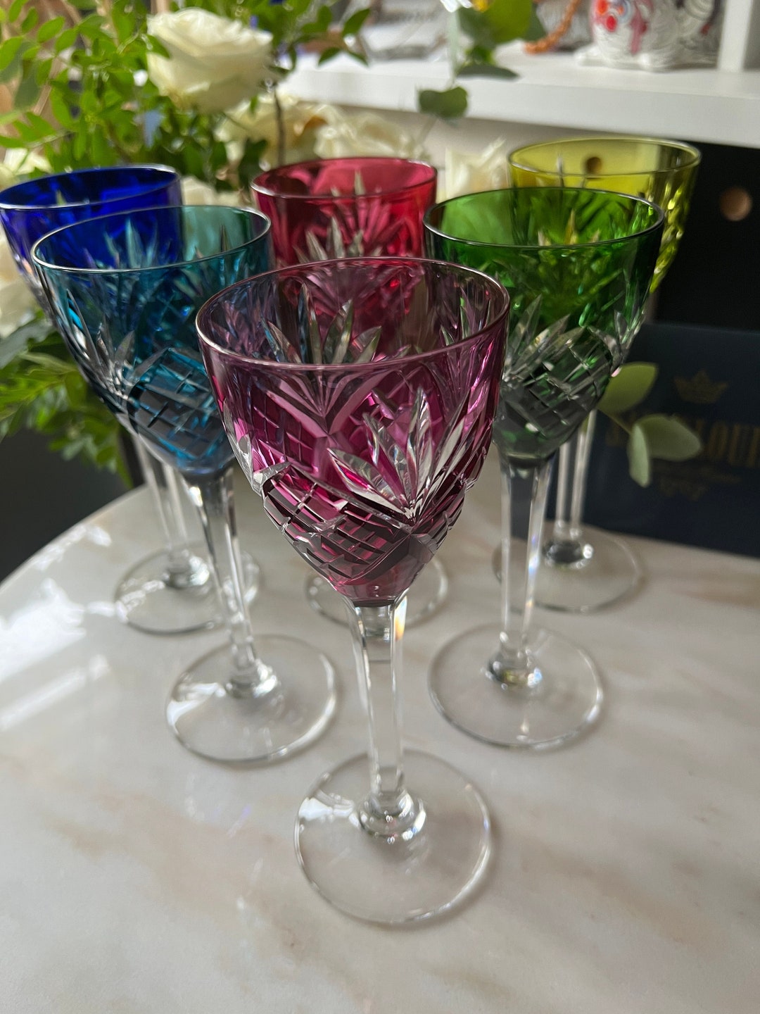 Lot de verres roemers Cristal Saint Louis modèle Chantilly très