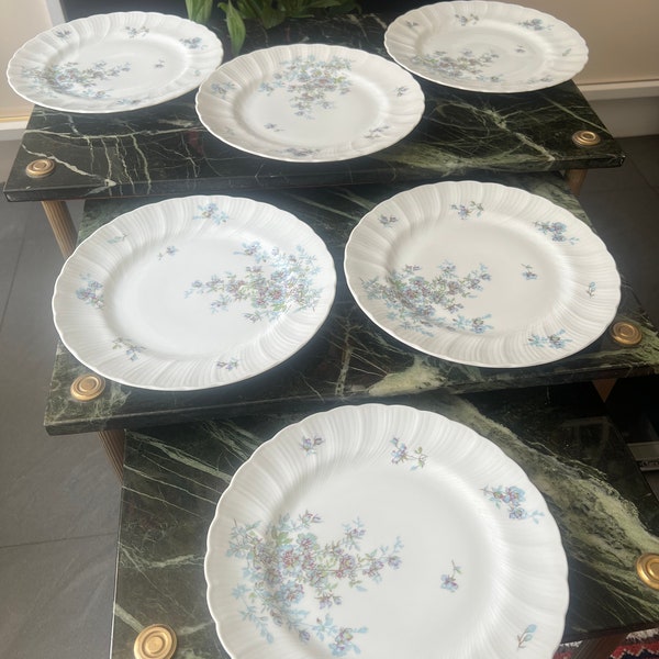 Lot de 6 assiettes plates 22 cm Porcelaine de Limoges Bernardaud mod. Gabrielle