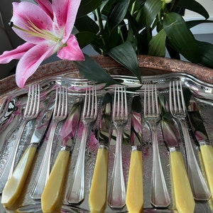 Set of 6 Christofle silver metal forks, Boreal model + 6 Dumas knives