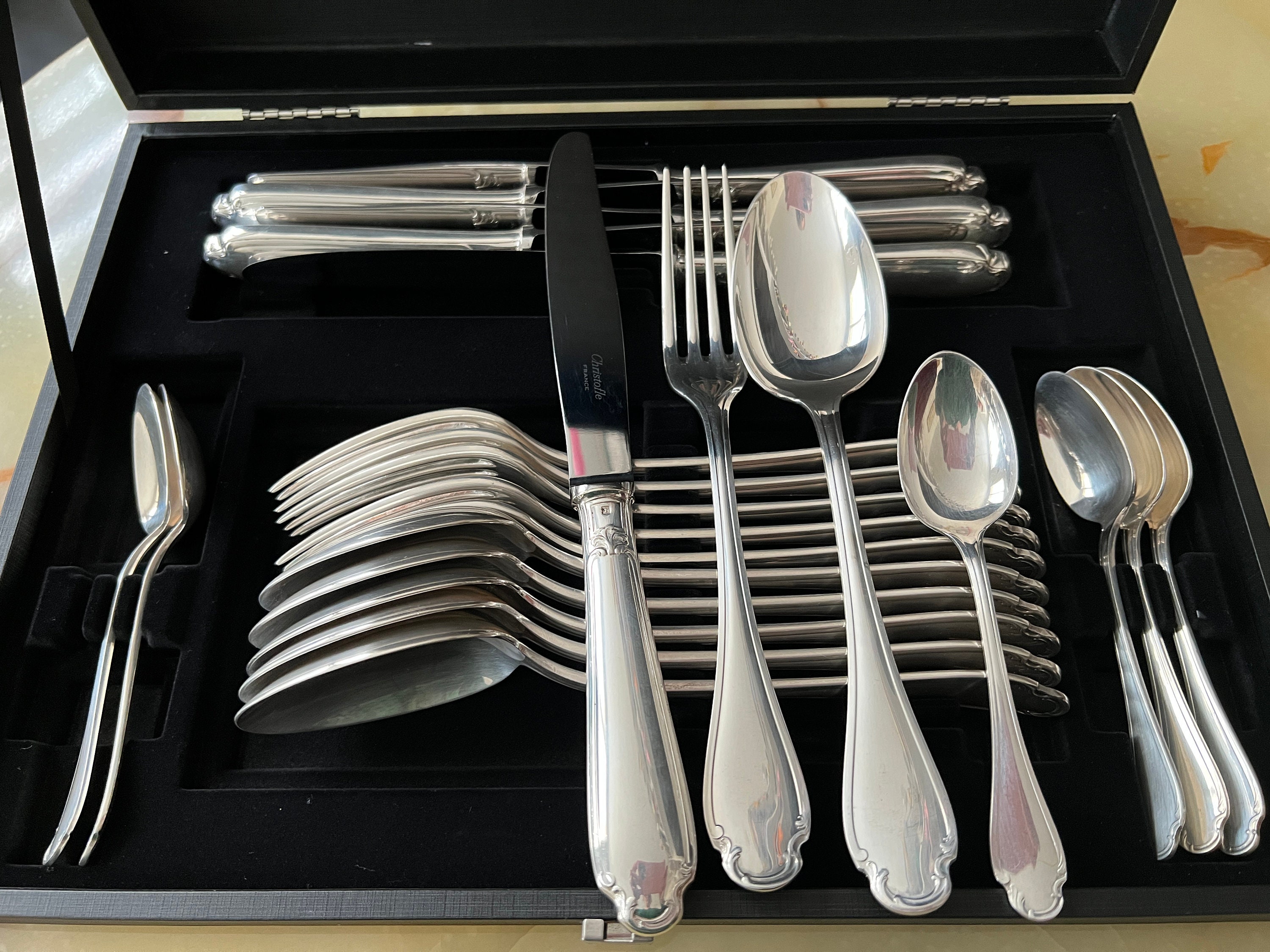 24-piece Christofle/alfenide Pompadour Pattern Silver-plated Metal