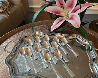 9 Couverts à Posson Métal Argenté Décor Coqulle Orfèvre Chrstofle