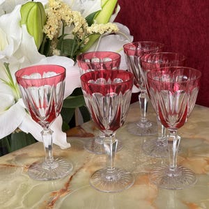 Set mit 6 Rotweingläsern von Cristal Saint Louis, sehr guter Zustand, 1930er Jahre