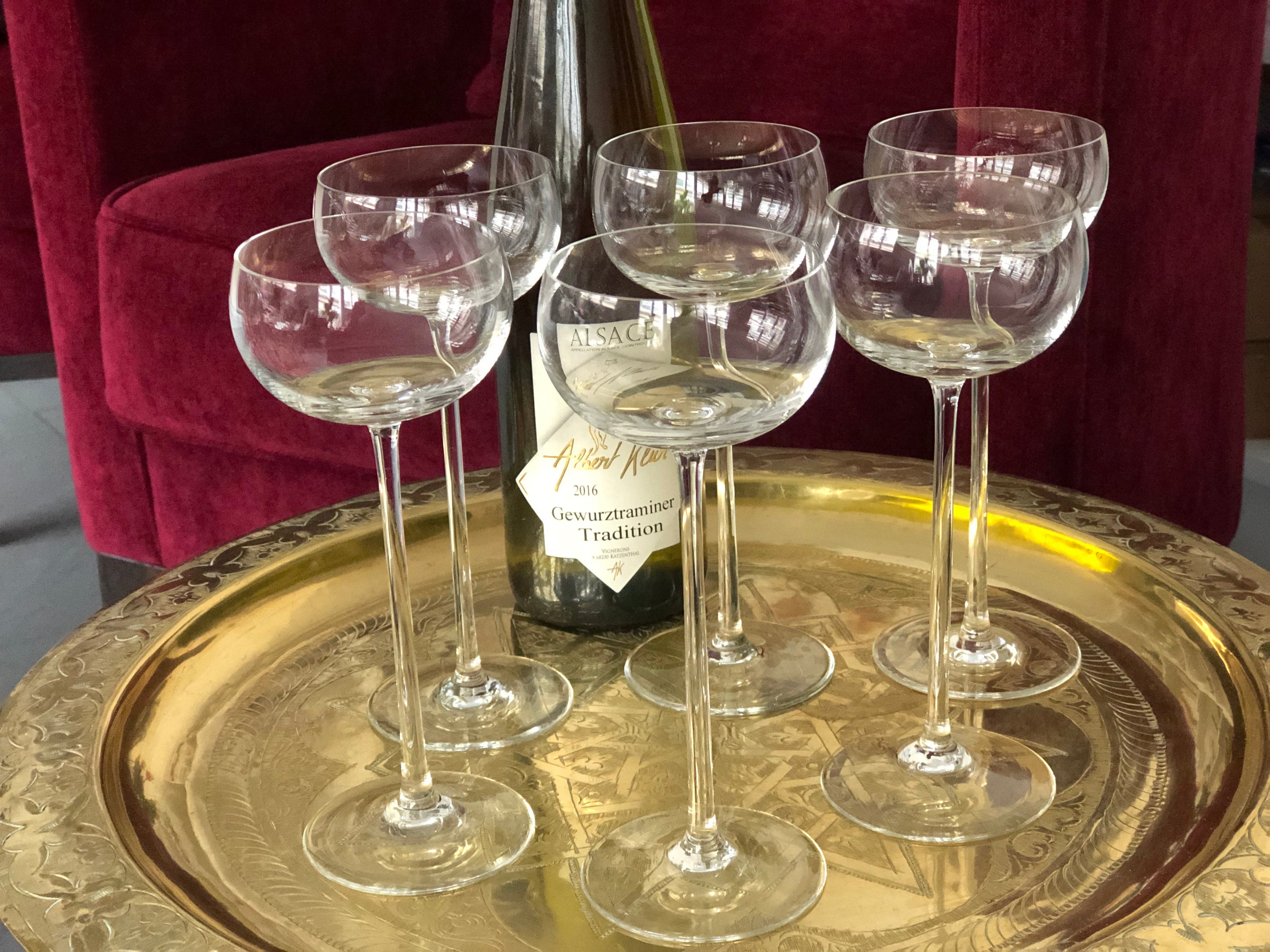 Lot de 6 Verres à Vin Blanc d'alsace Cristal Très Bon État