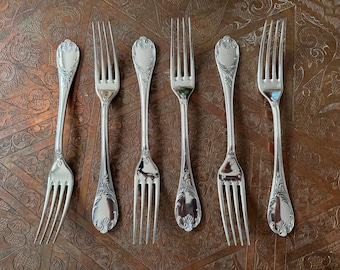 Christofle Marly model 6 silver-plated table forks in very good condition