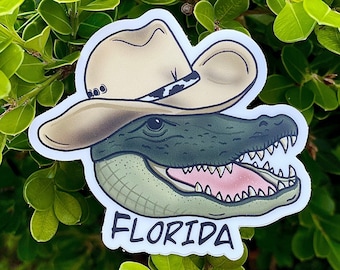 Cowboy Alligator Waterproof Vinyl Sticker (3" x 2.85")