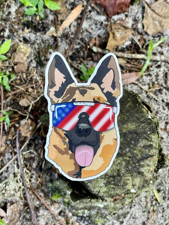 German Shepherd With Sunglasses Sticker