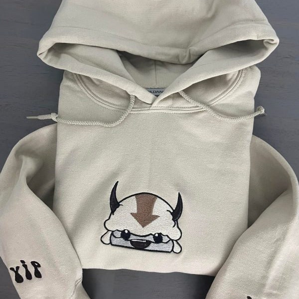 Handmade Embroidered  Inspired Embroidered Sweatshirt, Unique Cute Appa Inspired Hoodie,Couple Matching Shirt