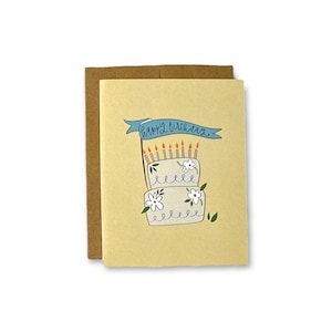 Yellow Happy Birthday Cake Card