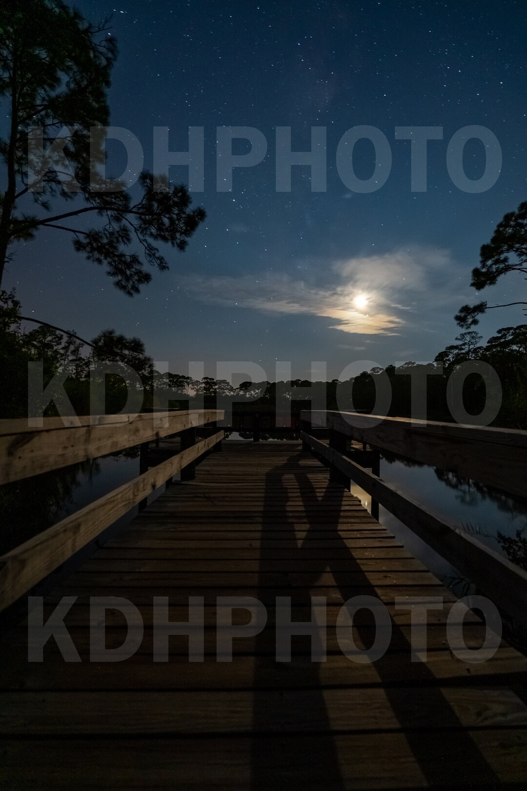 Printable Download, Night Photo, Nightscape Download, Pier Picture, Moon, Stars, Lake Photo, Mid ...