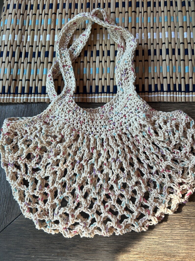 handmade crochet market tote bag image 2