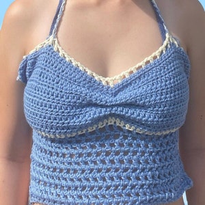 sky blue crochet summer mesh bralette top