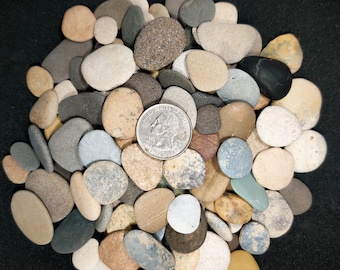 Small Colorful Beach Pebbles Mix in Bulk, lot 50-150 Pieces, 1/4" - 2/4" Flat Beach Stones