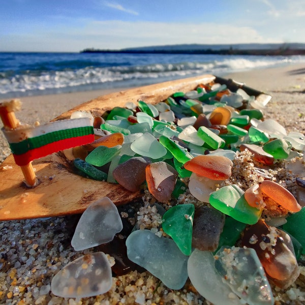 Genuine Small Sea Glass Mix, Lot 100-300 Pieces Bulk, 1/4" - 1/2" Green, Honey Amber, Brown, White, Seafoam Tiny Craft Sea Glass