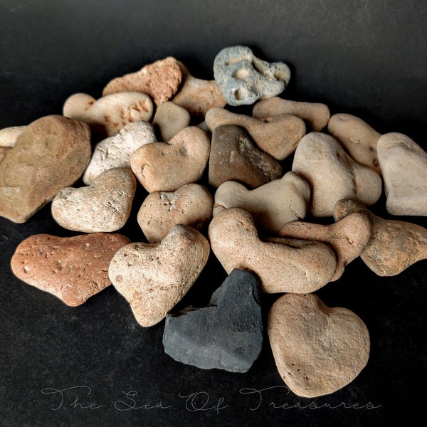 Large Genuine Heart Shaped Rocks Bulk, Lot 5-10 Pieces, 1 2/3"- 2 1/2", Heart Beach Stones