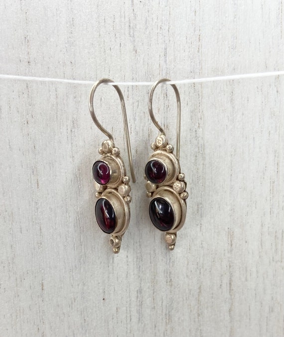 Natural Rhodolite Garnet and Sterling Silver Earri