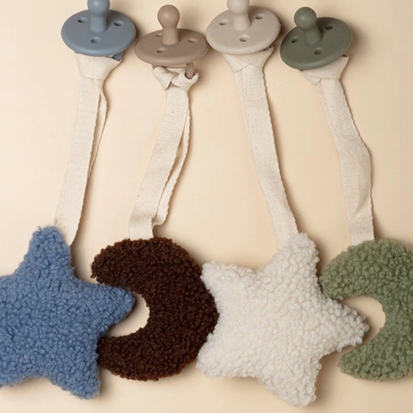 Plush Teddy Moon Star Pacifier Holder