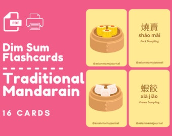 TRADITIONELLE MANDARINE | Dim Sum Lernkarten | Druckbare MANDARIN Flash Karten | Chinesisch Lernkarten für Kinder | Digitaler Download