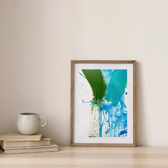Green Stripe Abstract Art Print: Colorful Wall Decor