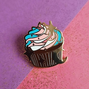 Trans cupcake pin