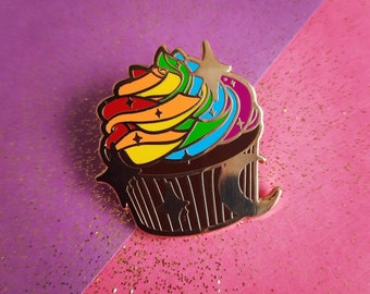 Pride cupcake enamel pin