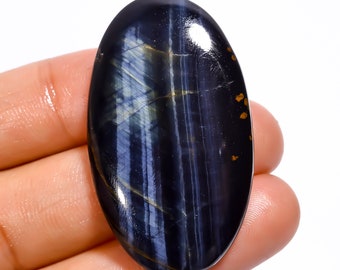 Blue Tiger Eye Cabochon Blue Tiger Eye Pear Shape Tiger Eye Loose For Jewelry AAA+ Natural Blue Tiger Eye Gemstone 37x19 mm KB-3964