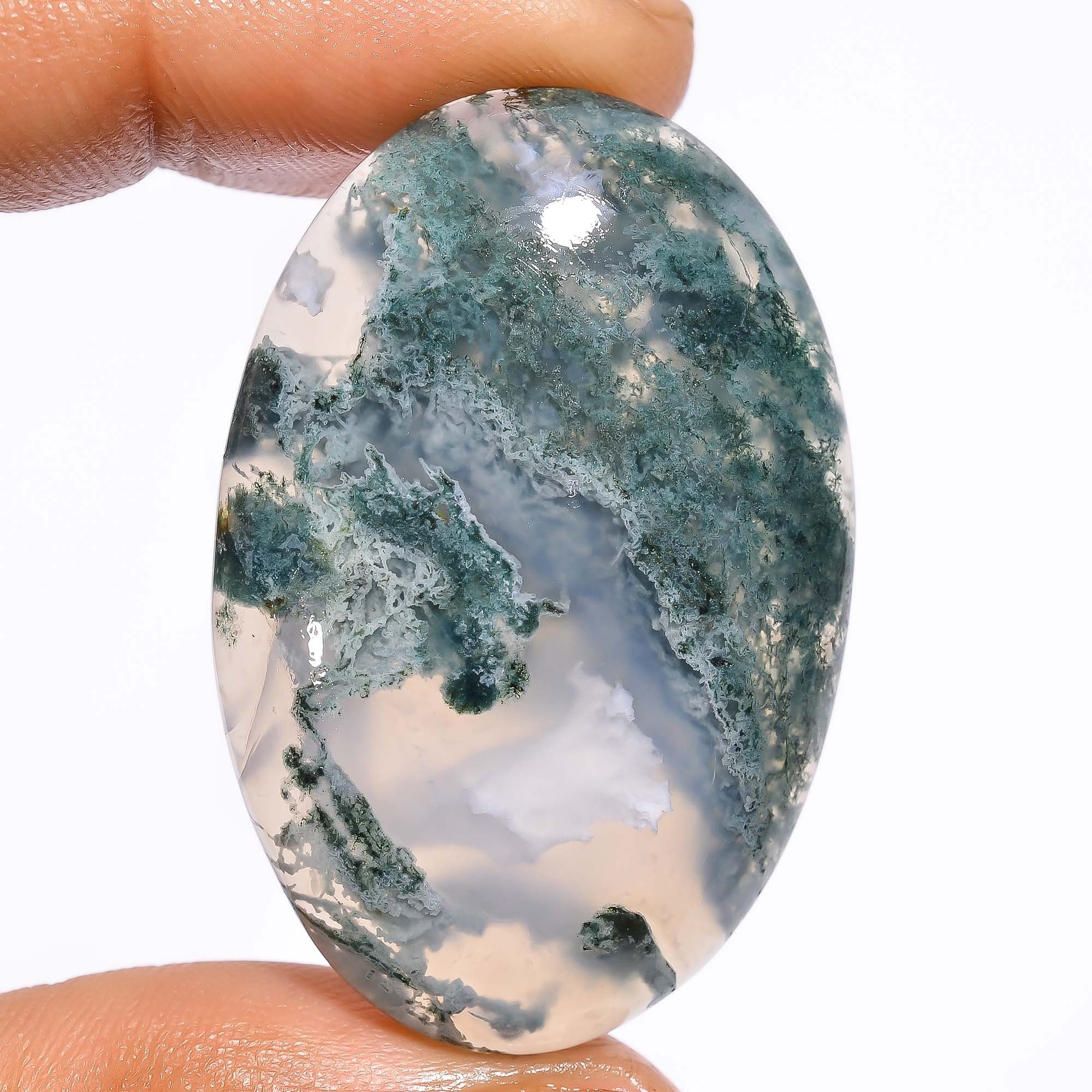 Outstanding Top Grade Quality 100% Natural Moss Agate Oval | Etsy
