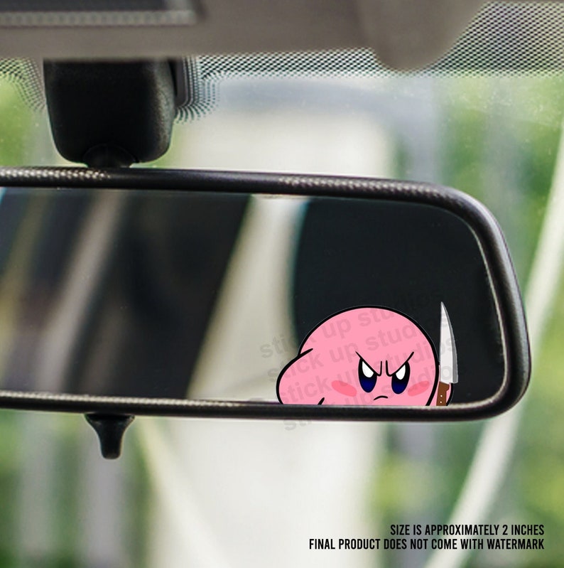 Mini Peeker Sticker Kirby Angry Knife Peeker, Chibi Kawaii Vinyl Sticker, Kirby Sticker, Kirby Car Decal, Animee Cute Car Gift for Him Her 