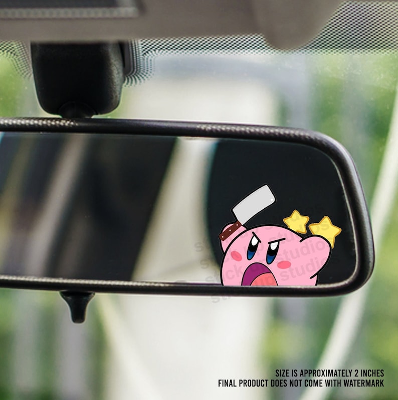 Mini Peeker Sticker Kirby Angry Knife Peeker, Chibi Kawaii Vinyl Sticker, Kirby Sticker, Kirby Car Decal, Animee Cute Car Gift for Him Her 