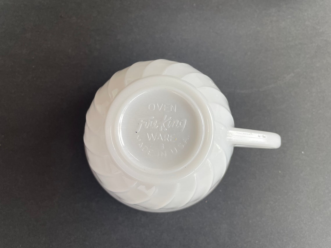 Fire King Milk Glass Swirl Mugs with Gold Trim SET OF 5 Etsy