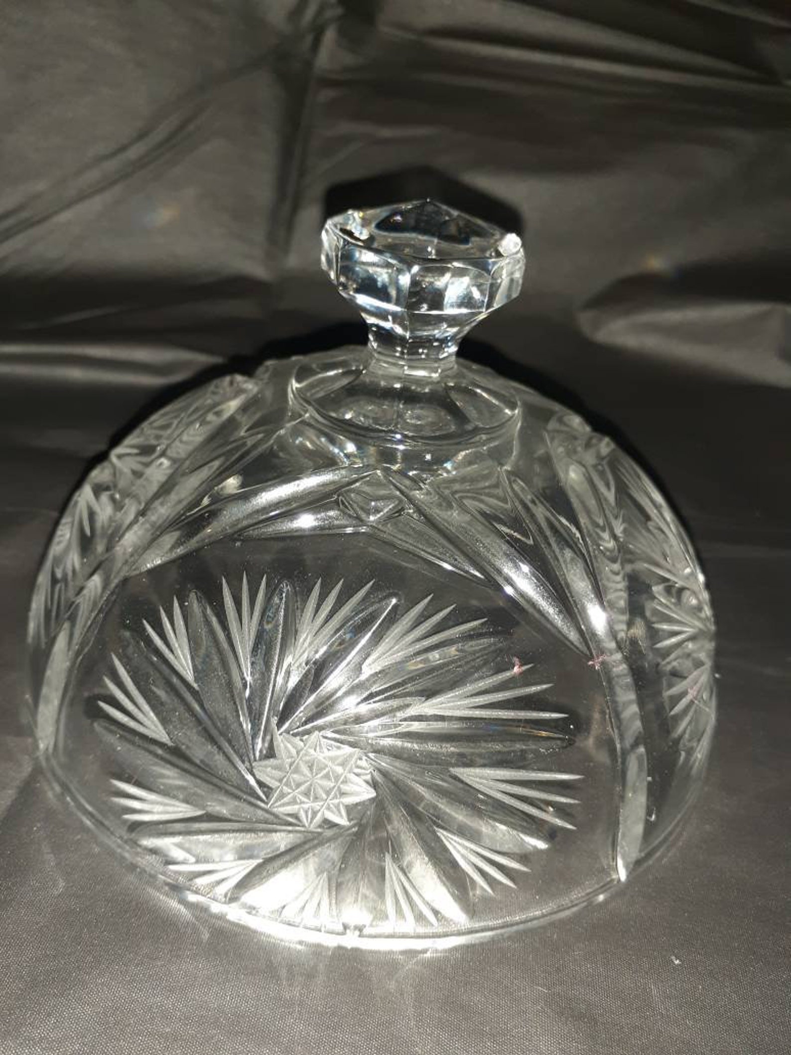 1950's Lead Crystal Butter Dish. 6 inch Diameter plate. Etsy
