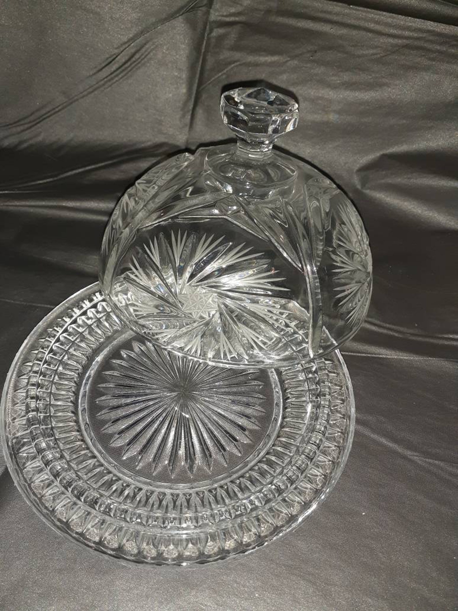 1950's Lead Crystal Butter Dish. 6 inch Diameter plate. Etsy