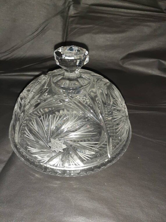 1950's Lead Crystal Butter Dish. 6 inch Diameter plate. Etsy